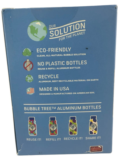 Bubble Tree 4 Bubble Solution + Refillable Bubble Aluminum Bottles 4 Pack