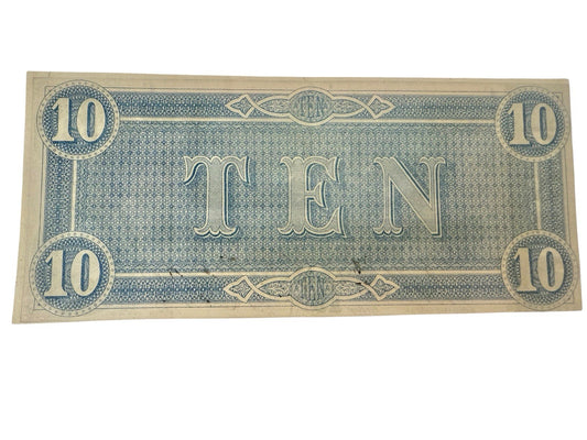 CIVIL WAR 1864 $10 TEN DOLLARS RICHMOND CONFEDERATE STATES OF AMERICA NOTE Fine