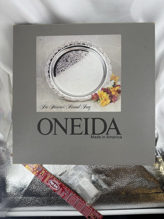 New Original Box - Vintage Oneida Silverplate - Du Maurier 12" Tray - Round Tray