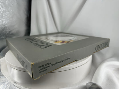 New Original Box - Vintage Oneida Silverplate - Du Maurier 12" Tray - Round Tray