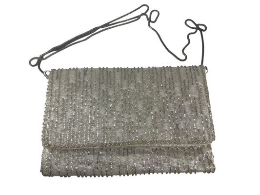 Vintage La Regal White Beaded Cross Body Bag Purse Evening Bag White Strap