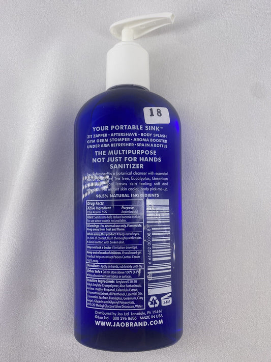 JAO Brand Refresher Botanical Cleanser 8oz for Hands Body Skin Aromatherapy
