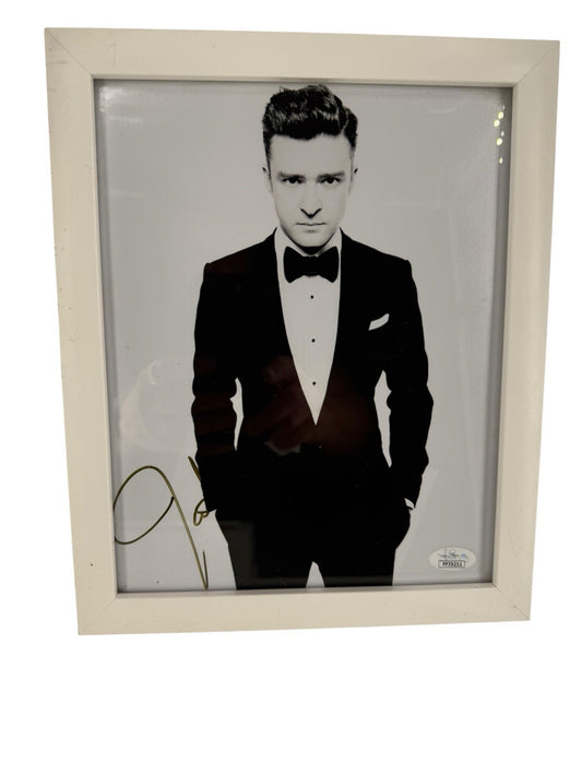 Justin Timberlake Signed 8x10 Certified COA Includes White Wood & Glass Frame