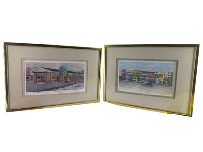2 Set - Art Print Rainbow Row & Market Street Charleston SC By Jeanie Drucker