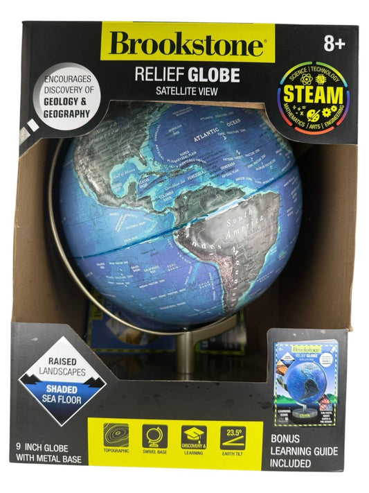 Brookstone Relief Globe Satellite View Raised Surface - Metal Base