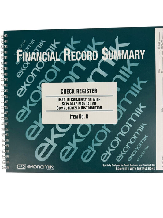 Ekonomik Wirebound Check Register - 40 Sheet[s] - Wire Bound - 8.75" X 10" Sheet