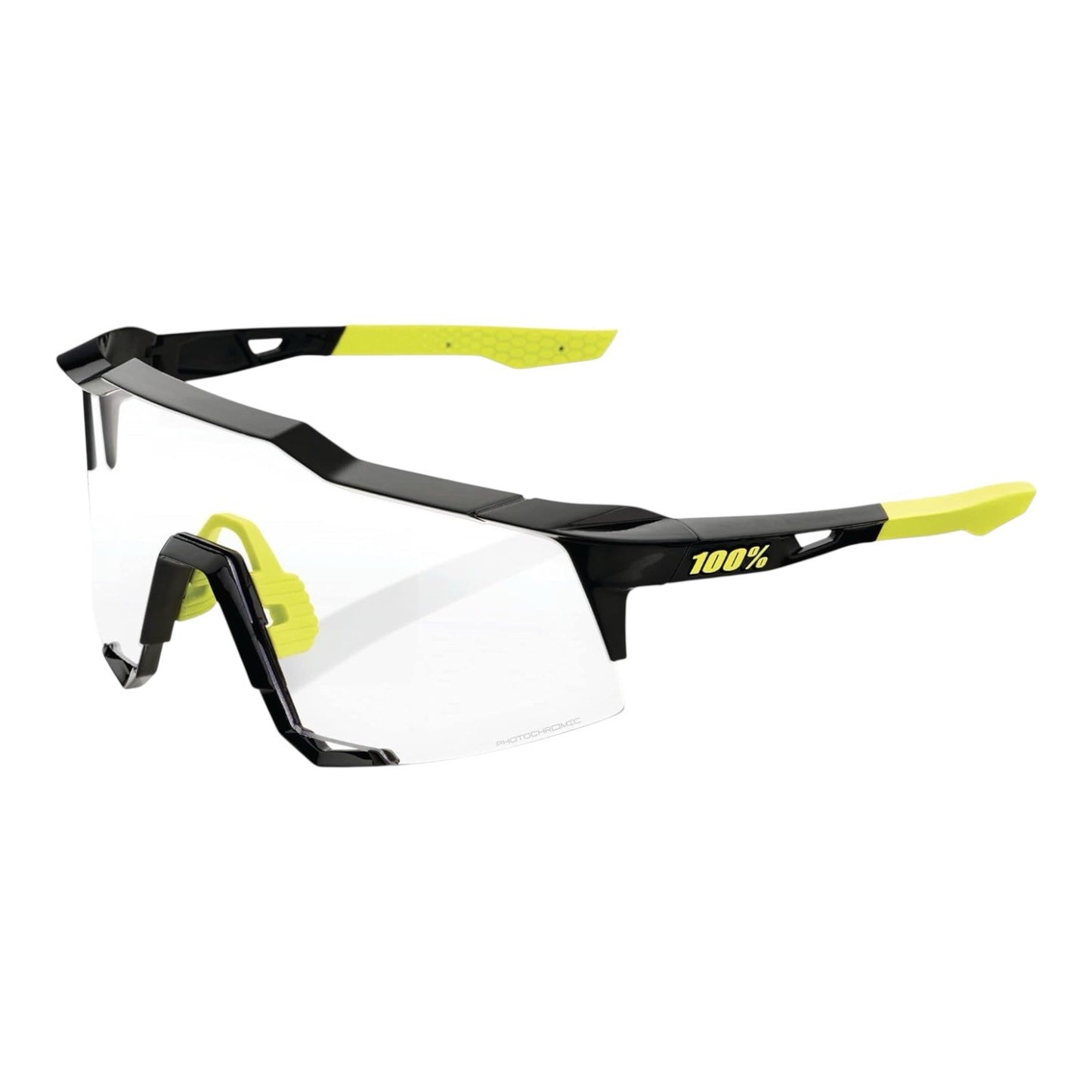 100% Speedcraft Sports Cycling Sunglasses - Glossy Black with Photochromic Lens