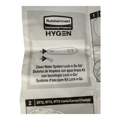 Rubbermaid Hygen Clean Water Lock Kit Replacement Part 9T72, 9T73, 9T75 Cart