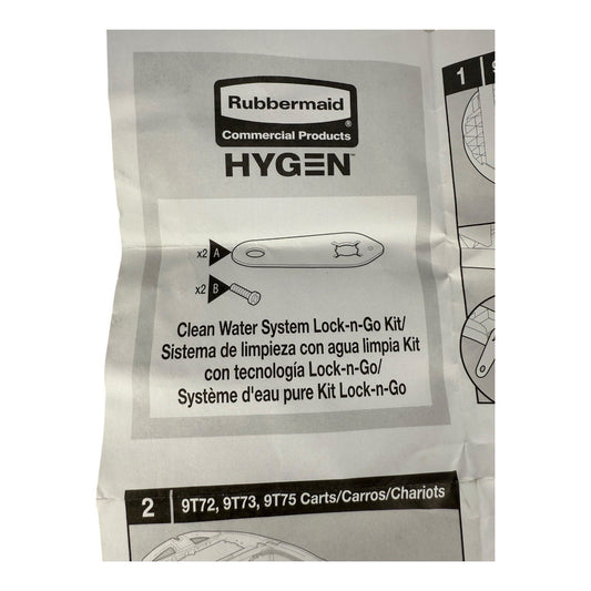 Rubbermaid Hygen Clean Water Lock Kit Replacement Part 9T72, 9T73, 9T75 Cart