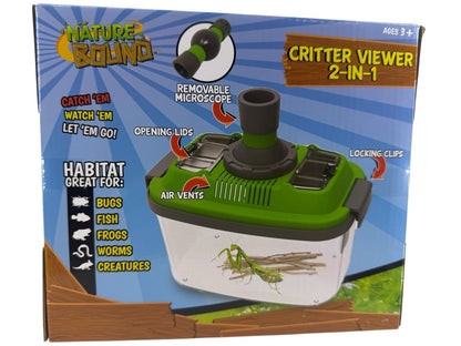 2-in-1 Habitat with Microscope for Insects and Other Critters, Includes Lid a...