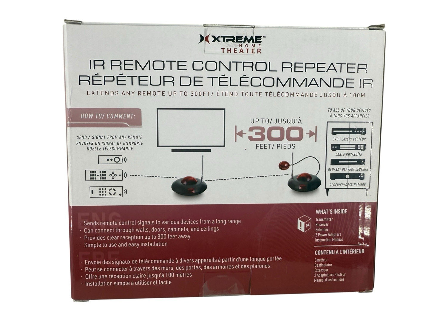 Xtreme Home Theater IR Remote Control Repeater Extender 300Ft