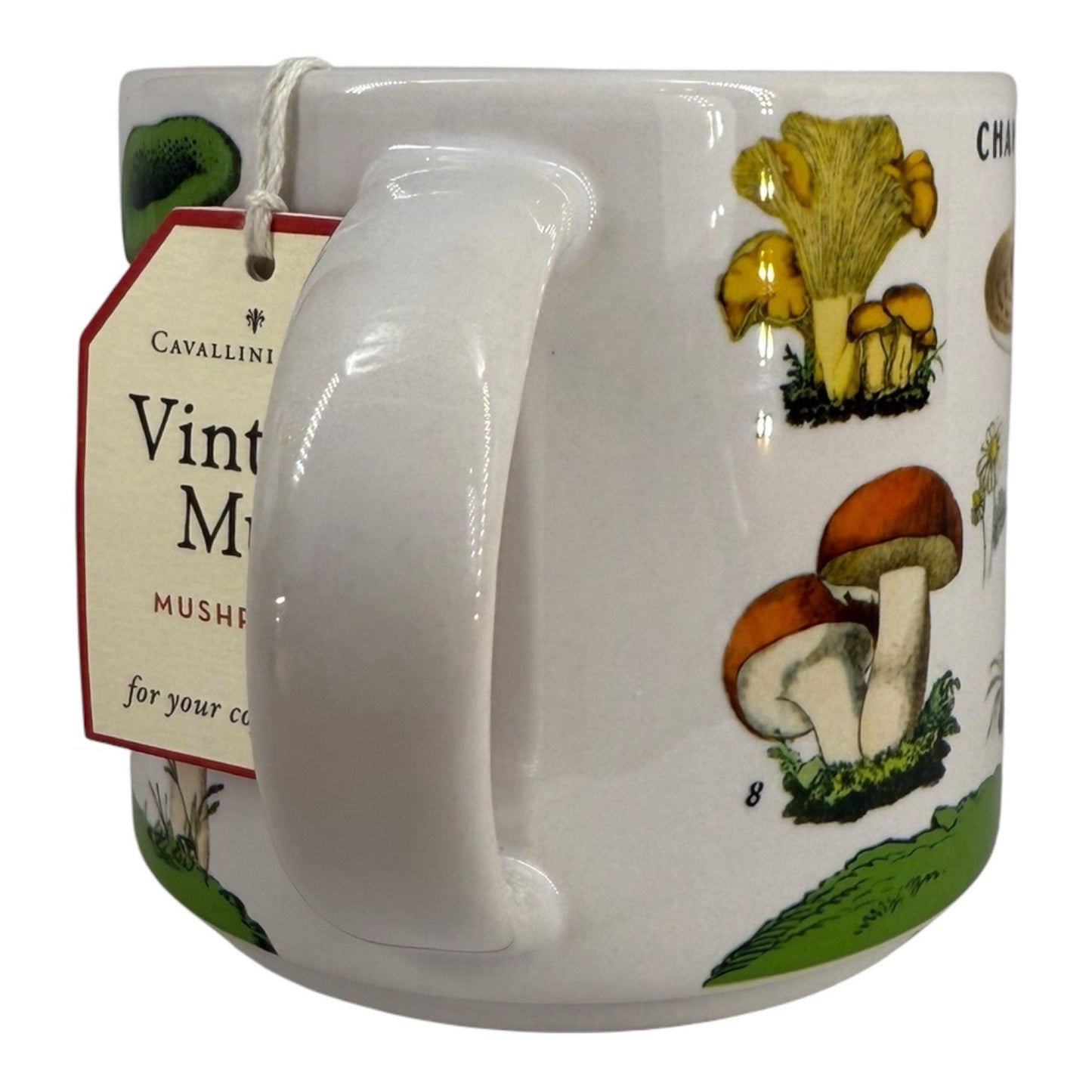 NEW- Cavallini Vintage Mug Ceramic Mug Mushroom Design 14 fl. oz. Coffee Cup