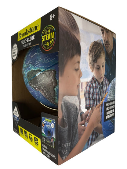 Brookstone Relief Globe Satellite View Raised Surface - Metal Base