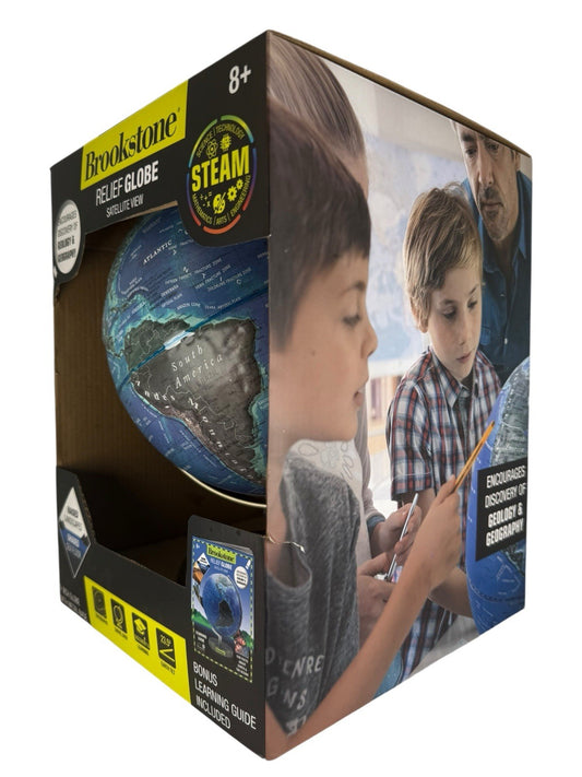 Brookstone Relief Globe Satellite View Raised Surface - Metal Base