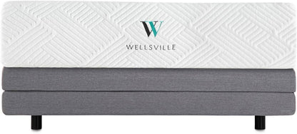 WELLSVILLE 14" Ventilated Luxury Gel Memory Foam Mattress - CertiPUR-US Certified, Twin XL, Grey/White
